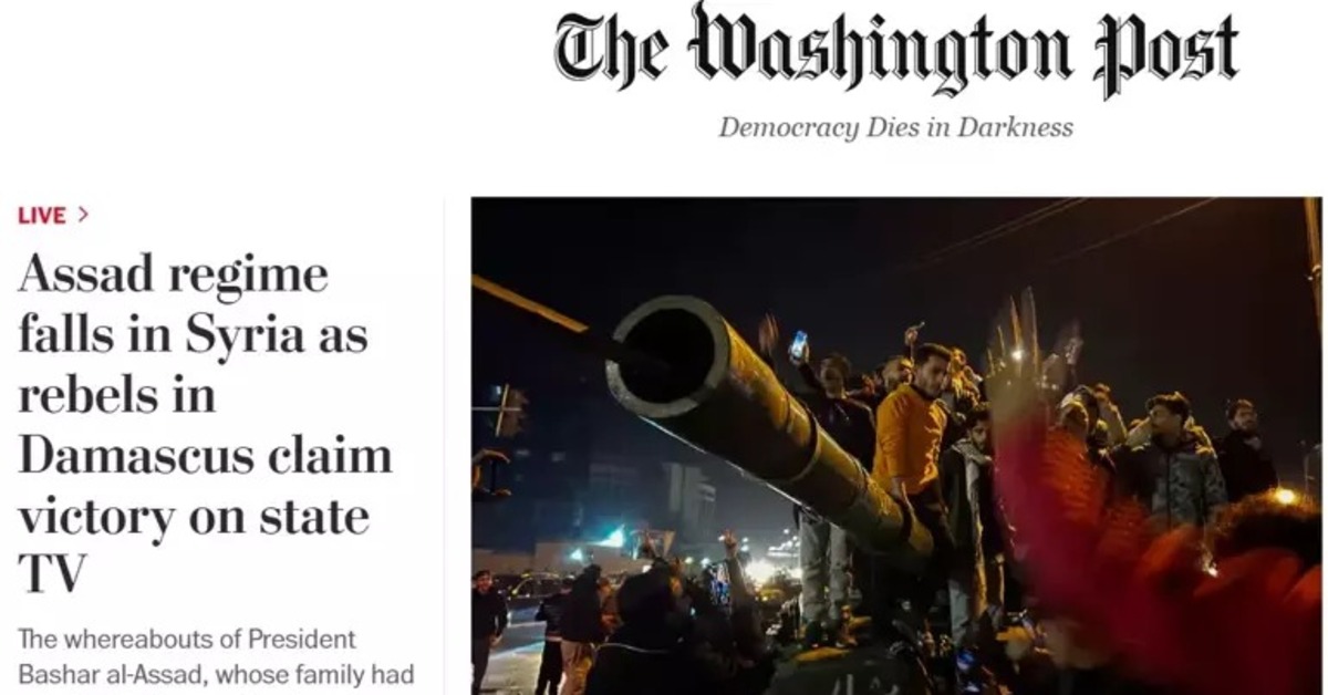 Dünya medyası Suriyede 61 yıllık Baas rejiminin çöküşünü manşete taşıdı
